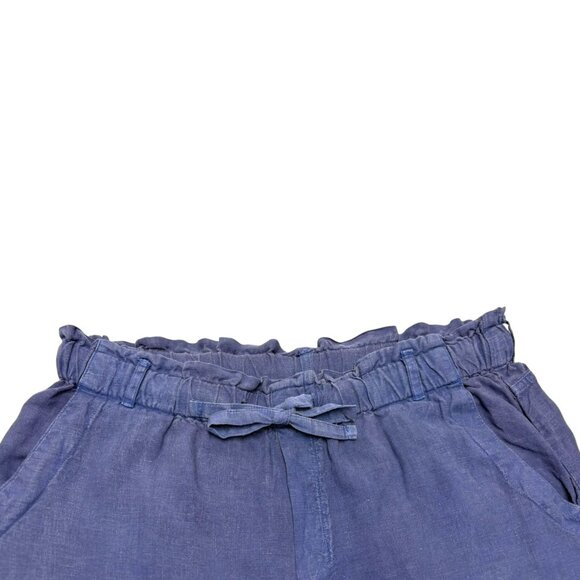 Anthropologie Cloth and Stone Blue Linen Drawstring Wide Leg Crop Pants - Picture 5 of 8